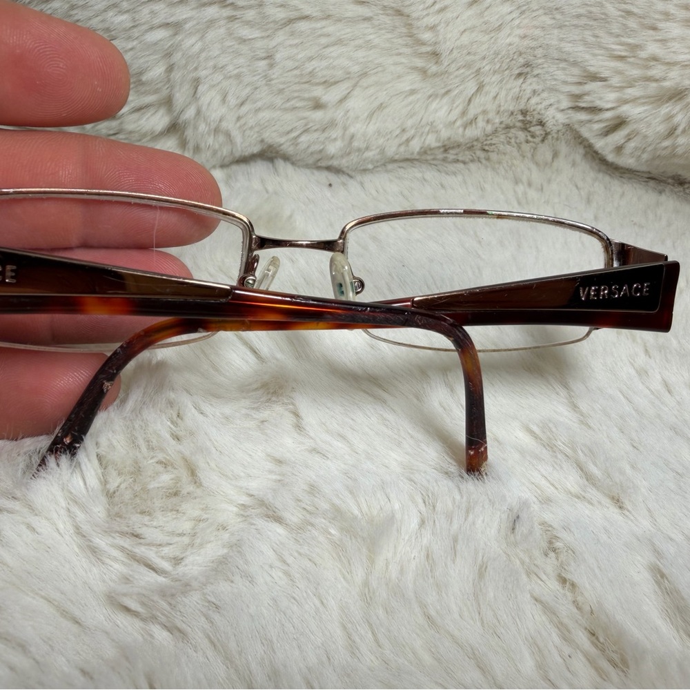 Versace Men's Tortoiseshell and Gold Eyeglass Frames read